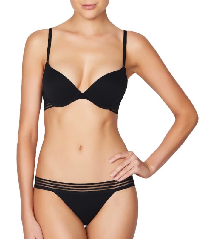 Me. by Bendon Stripe Elastic & Papertouch Demi Bra - Black Bras