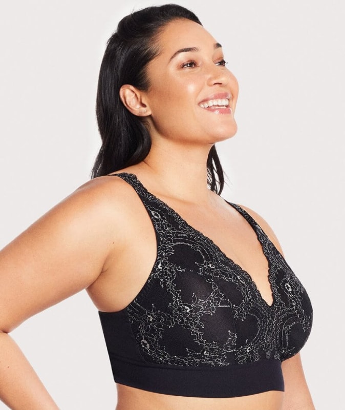 Bramour Lexington Lace Plunge Bralette - Black Bras