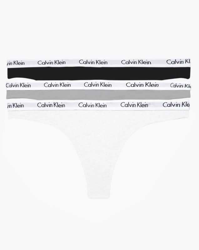 Calvin Klein Carousel 3 Pack Thong - Black/Grey Heather/White Knickers