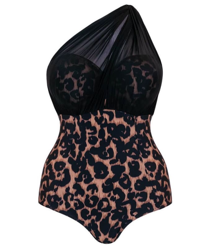 Curvy Kate Wrapsody Bandeau One Piece Swimsuit - Leopard Print Swim 