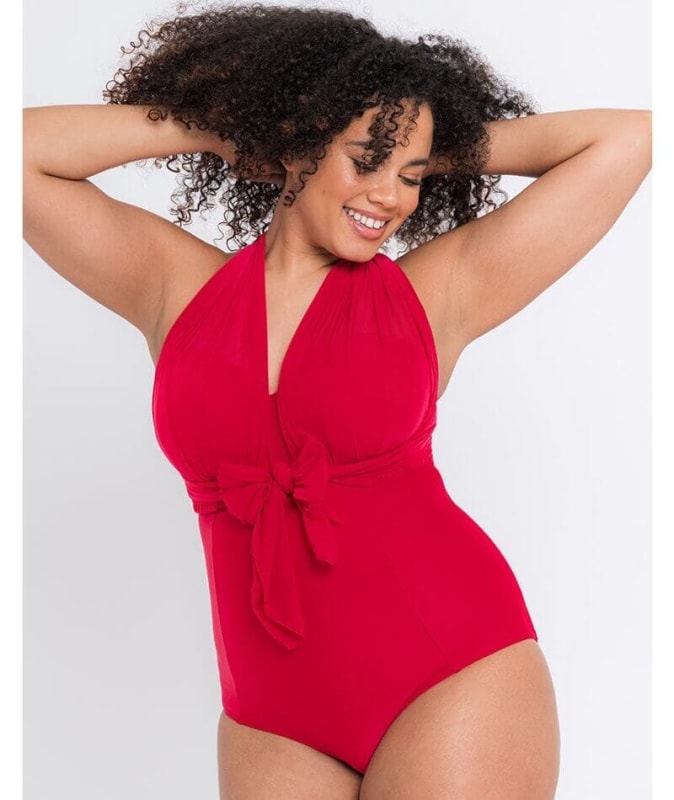 Curvy Kate Wrapsody Bandeau One Piece Swimsuit - Red Swim