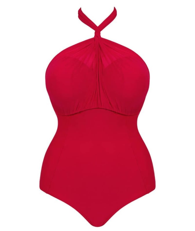 Curvy Kate Wrapsody Bandeau One Piece Swimsuit - Red Swim 