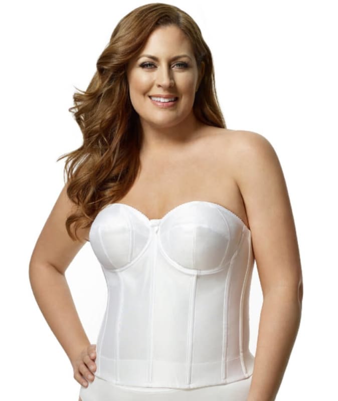 Elila Underwired Satin Strapless Longline - White Bras