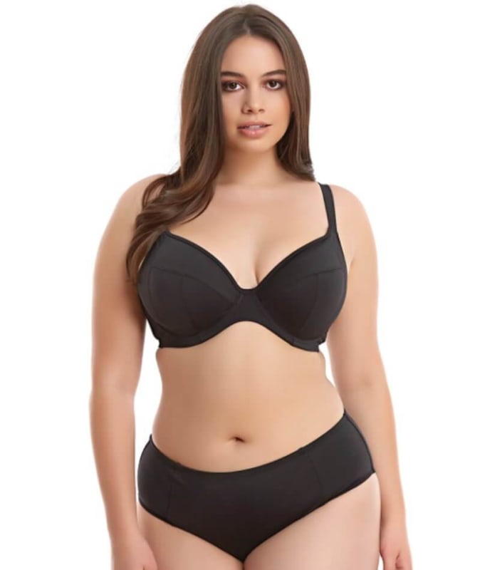 Elomi Swim Essentials Underwired Plunge Bikini Top - Black Swim