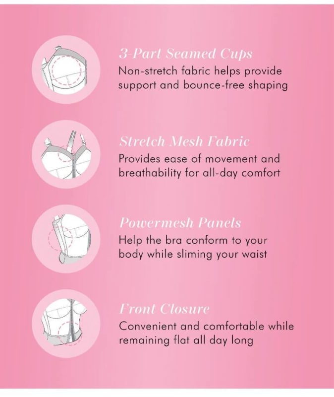 Exquisite Form Fully Front Close Longline Posture Bra - Black Bras 