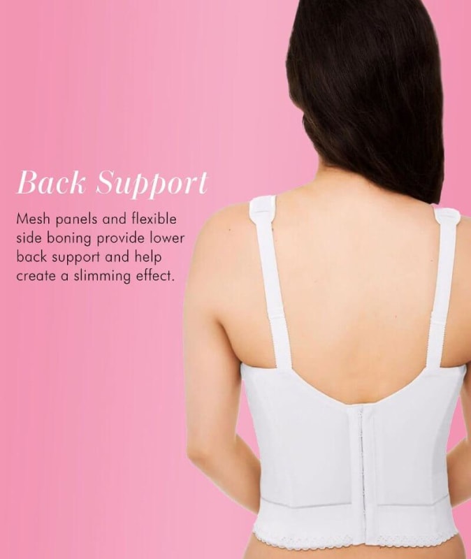 Exquisite Form Fully Back Close Longline Bra - White Bras 