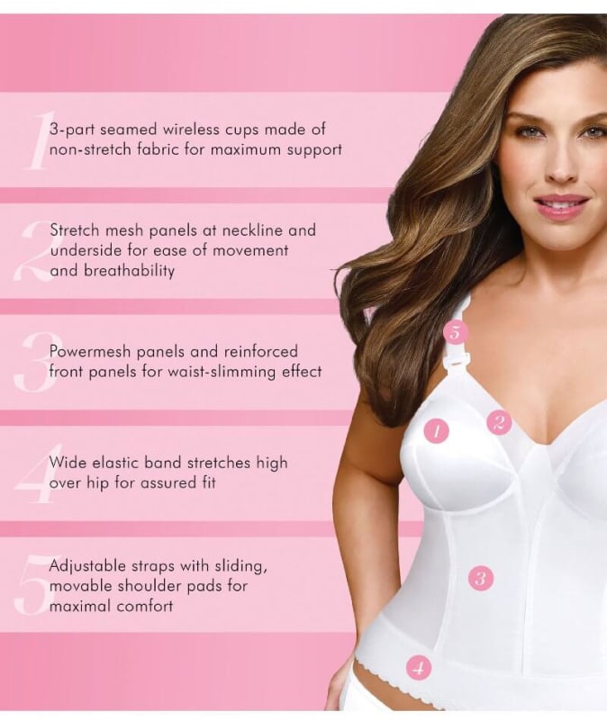 Exquisite Form Fully Back Close Longline Bra - White Bras 