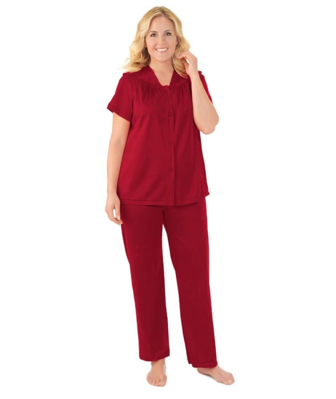 Exquisite Form Short Sleeve Pajamas Plus - Sangria Sleep / Lounge