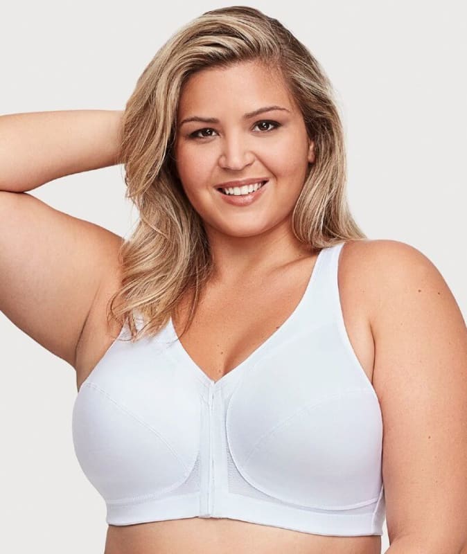 Glamorise MagicLift Front-Closure Posture Back Wire-free Bra - White Bras 