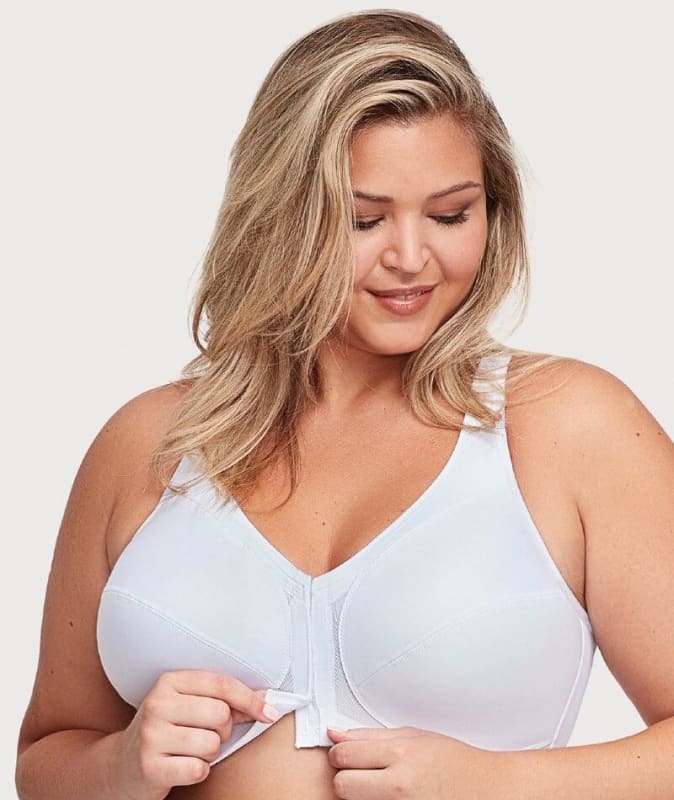 Glamorise MagicLift Front-Closure Posture Back Wire-free Bra - White Bras 
