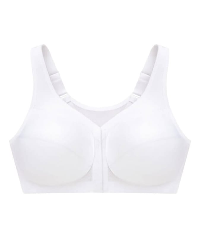 Glamorise MagicLift Front-Closure Posture Back Wire-free Bra - White Bras 