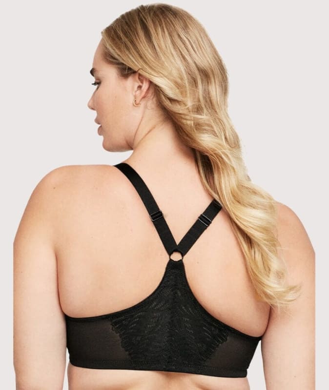 Glamorise Front-Closure T-Back WonderWire Bra - Black Bras 