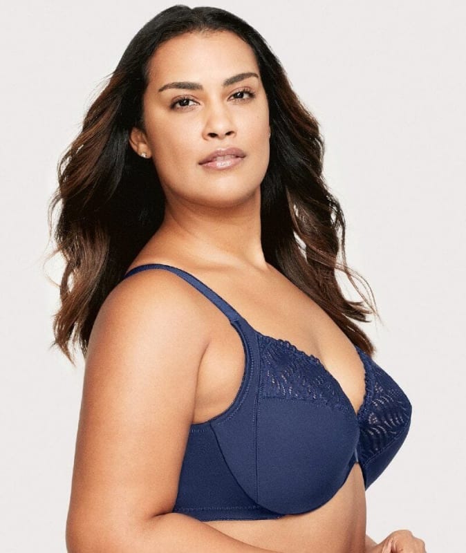 Glamorise Front-Closure T-Back WonderWire Bra - Blue Bras 