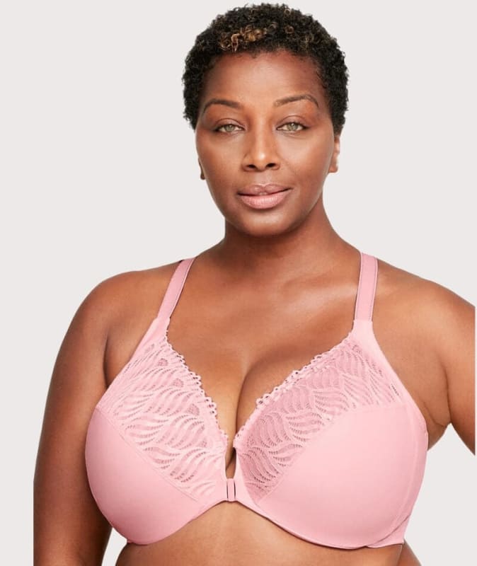 Glamorise Front-Closure T-Back WonderWire Bra - Blush Bras 