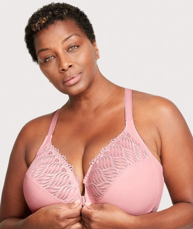 Glamorise Front-Closure T-Back WonderWire Bra - Blush Bras 