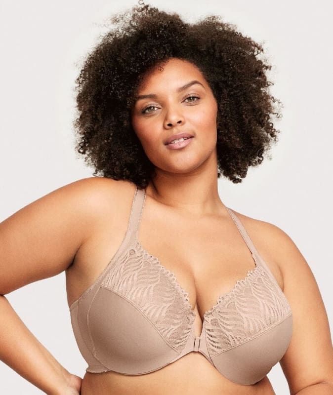 Glamorise Front-Closure T-Back WonderWire Bra - Cafe Bras 