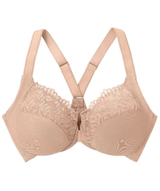 Glamorise Front-Closure T-Back WonderWire Bra - Cafe Bras