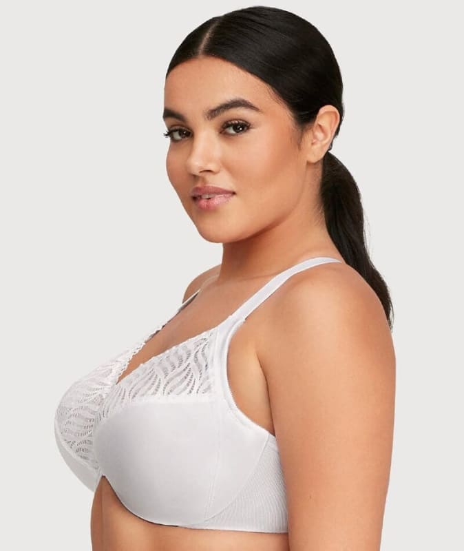 Glamorise Front-Closure T-Back WonderWire Bra - White Bras 