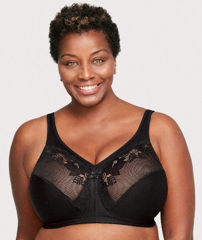 Glamorise MagicLift Minimizer Wire-free Bra - Black Bras