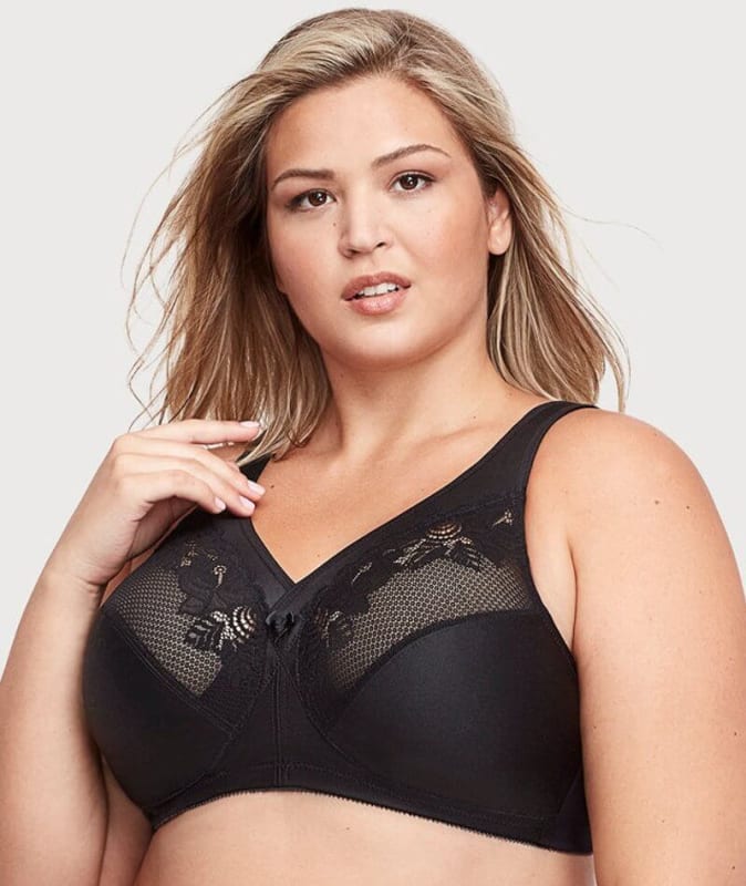 Glamorise MagicLift Minimizer Wire-free Bra - Black Bras 