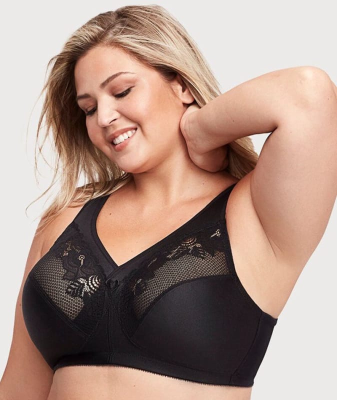 Glamorise MagicLift Minimizer Wire-free Bra - Black Bras 