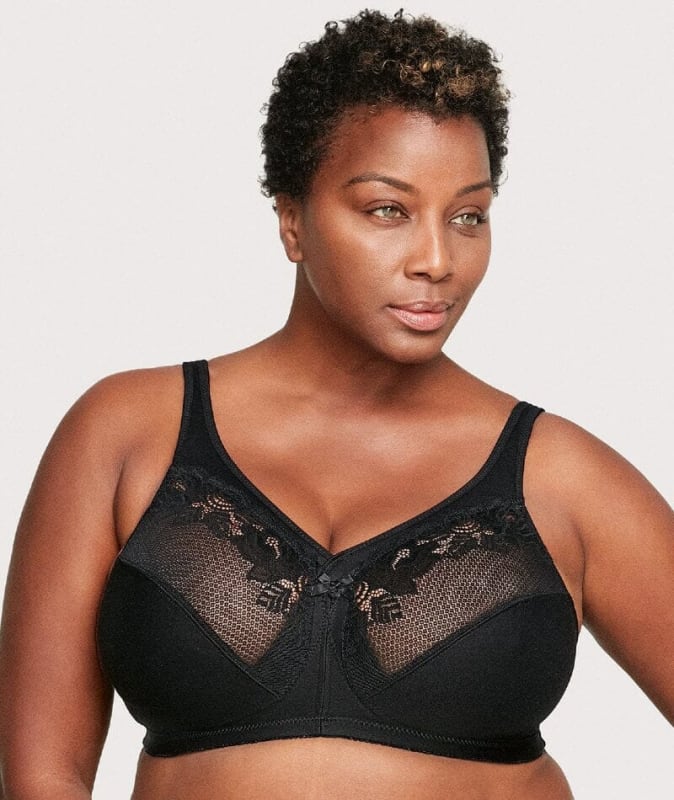 Glamorise MagicLift Minimizer Wire-free Bra - Black Bras
