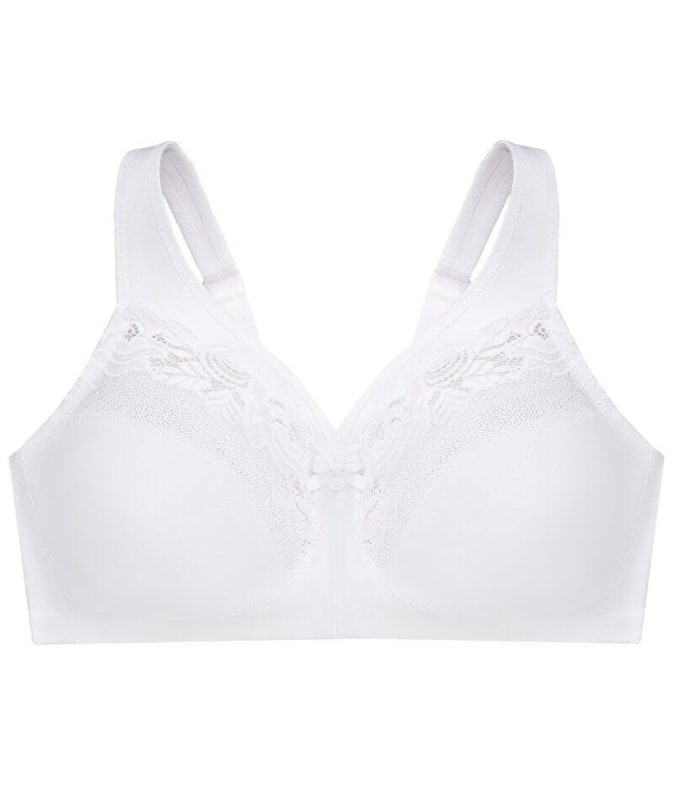 Glamorise MagicLift Minimizer Wire-free Bra - White Bras 