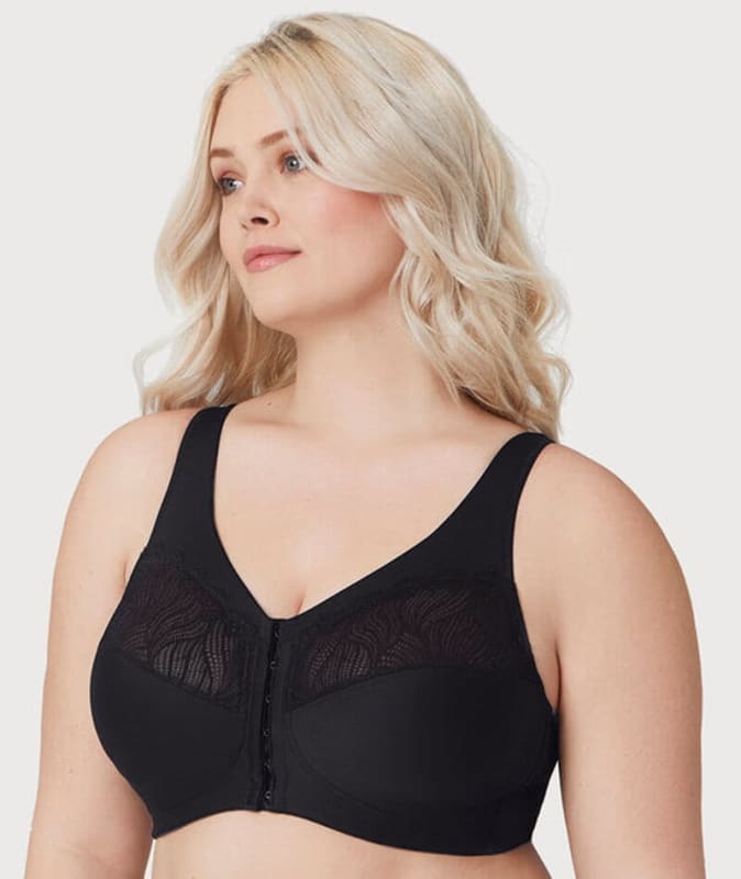 Glamorise MagicLift Natural Shape Front-Closure Bra - Black Bras 