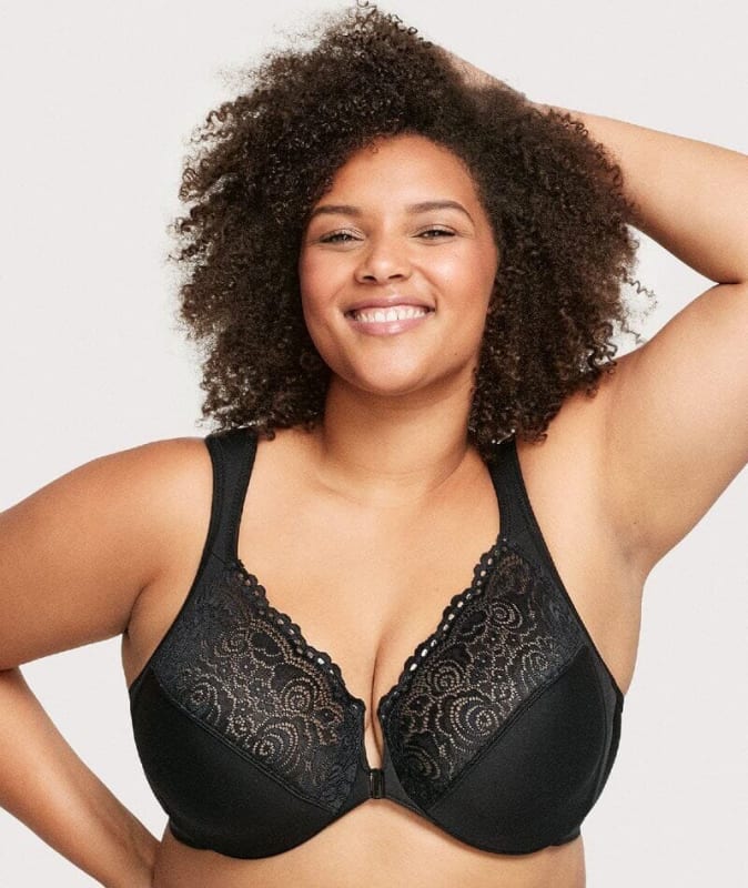 Glamorise WonderWire Front-Closure Bra - Black Bras