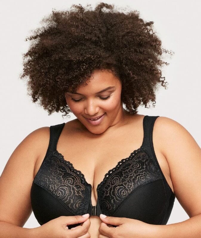 Glamorise WonderWire Front-Closure Bra - Black Bras