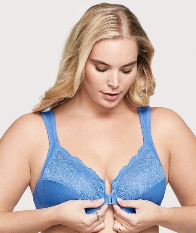 Glamorise WonderWire Front-Closure Bra - Blue Bras