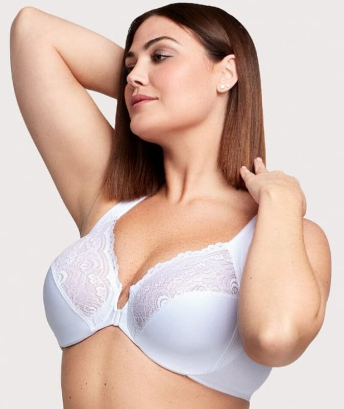 Glamorise WonderWire Front-Closure Bra - White Bras 