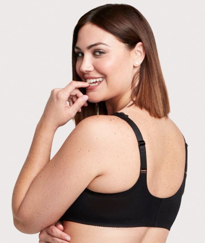 Glamorise WonderWire Front-Closure Stretch Lace Bra - Black Bras 