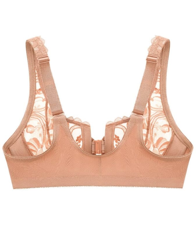 Glamorise WonderWire Front-Closure Stretch Lace Bra - Cappuccino Bras