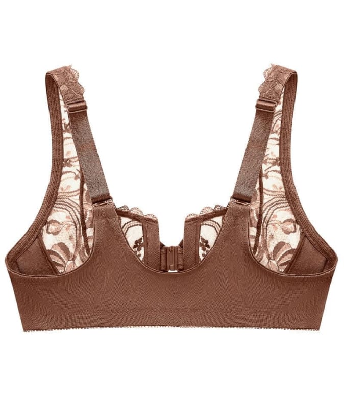 Glamorise WonderWire Front-Closure Stretch Lace Bra - Mocha Bras 