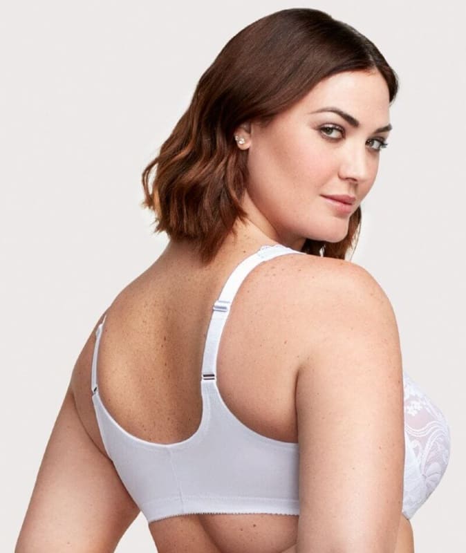 Glamorise WonderWire Front-Closure Stretch Lace Bra - White Bras