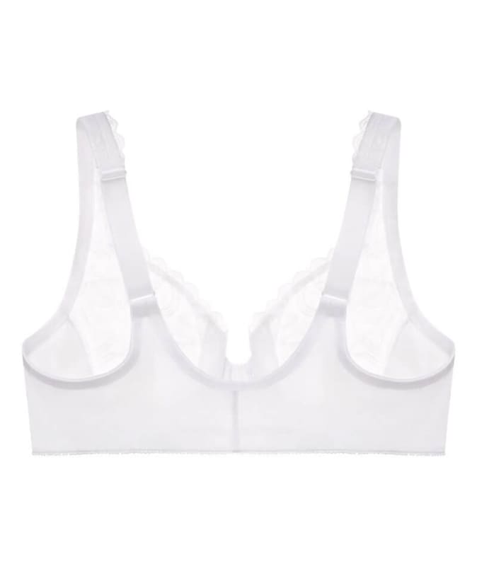 Glamorise WonderWire Front-Closure Stretch Lace Bra - White Bras
