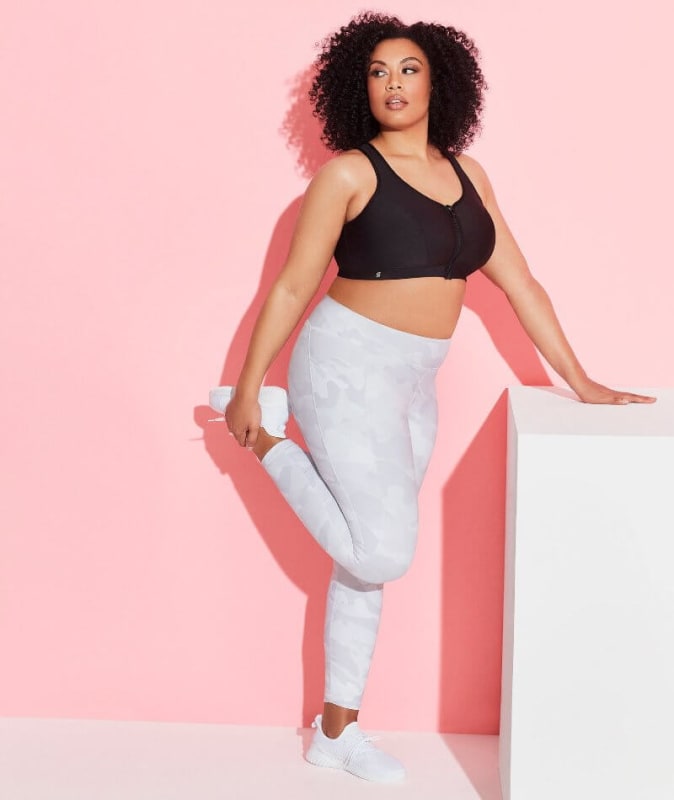 Glamorise Zip Up Front-Closure Sports Bra - Black Bras 