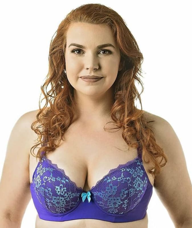 Lady Emprezz Frenchie Padded Shaping Bra - Purple/Aqua Bras 18A