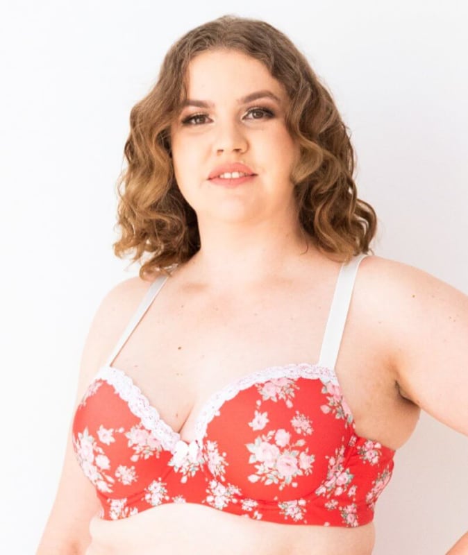 Lady Emprezz Shirley Underwire Contour Bra - Red Vintage Bras