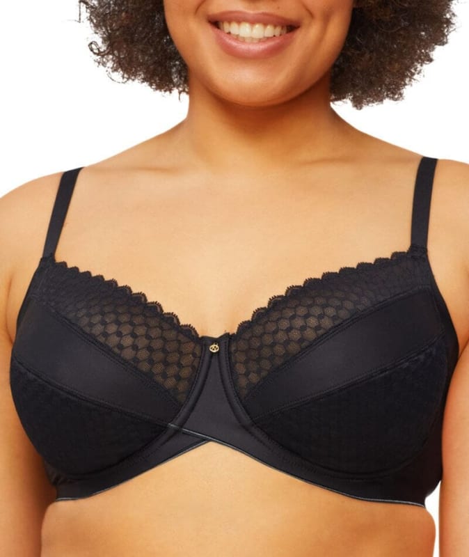 Nancy Ganz Revive Maya Underwire Lace Minimiser Bra - Black Bras 