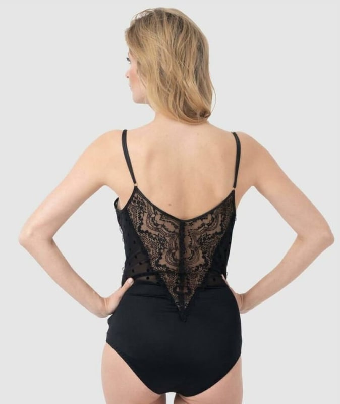 Oh!Zuza Patchwork Lace Bodysuit - Black Bodysuits & Basques