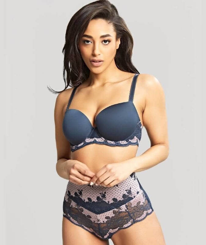 Panache Clara Moulded Sweetheart Underwire Bra - Navy Pearl Bras