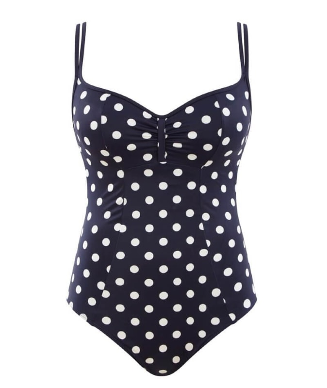 Panache Swimwear Anya Riva Spot Balconnet Wired One Piece - Navy/Vanila Swim