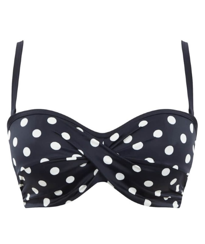 Panache Swimwear Anya Riva Spot Twist Bandeau Bikini - Navy/Vanila Swim