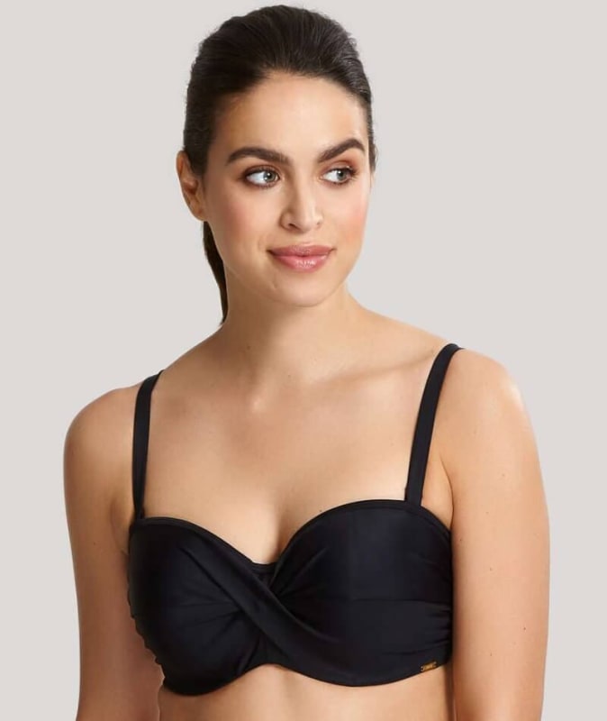 Panache Swimwear Anya Riva Twist Bandeau Underwired Bikini - Black Swim 