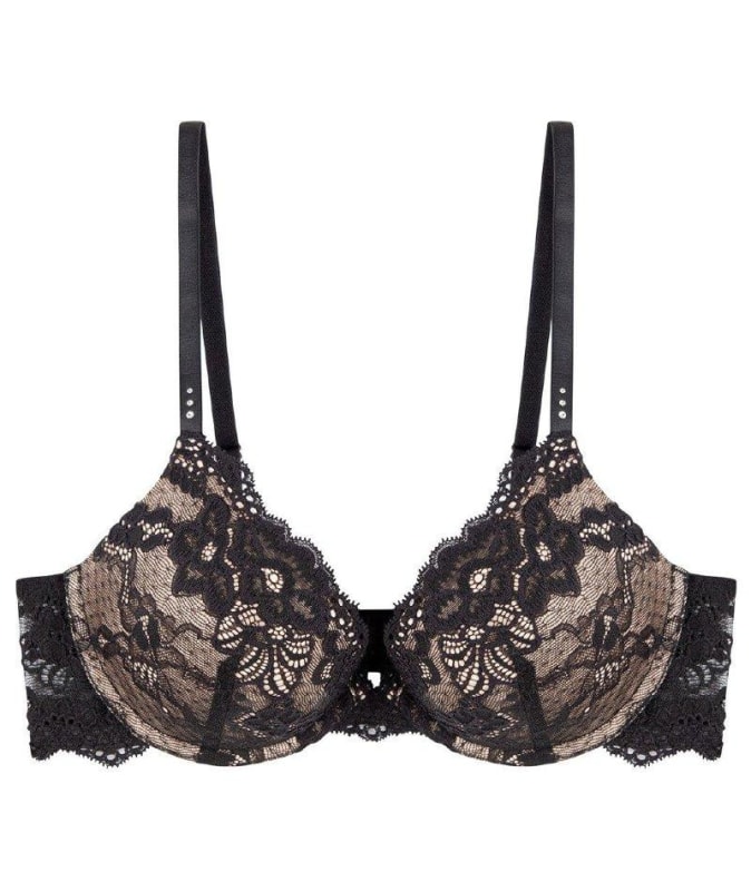 Pleasure State My Fit Lace Push Up Plunge Bra - Black Bras 