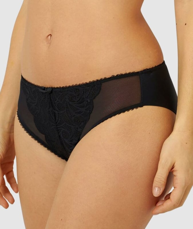 Sans Complexe Ariane Classic Lace & Microfiber Brief - Black Knickers 