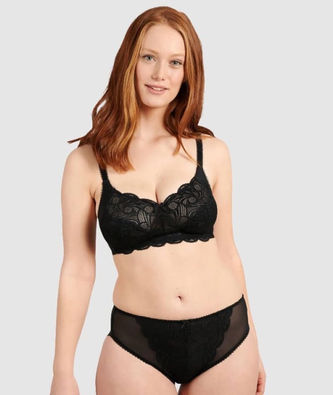 Sans Complexe Ariane Classic Lace & Microfiber Brief - Black Knickers 