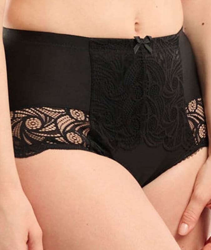 Sans Complexe Ariane Lace & Microfiber High Waist Brief - Black Knickers 